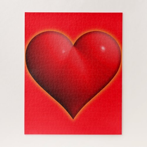 Glowing Red 3_D Heart Jigsaw Puzzle