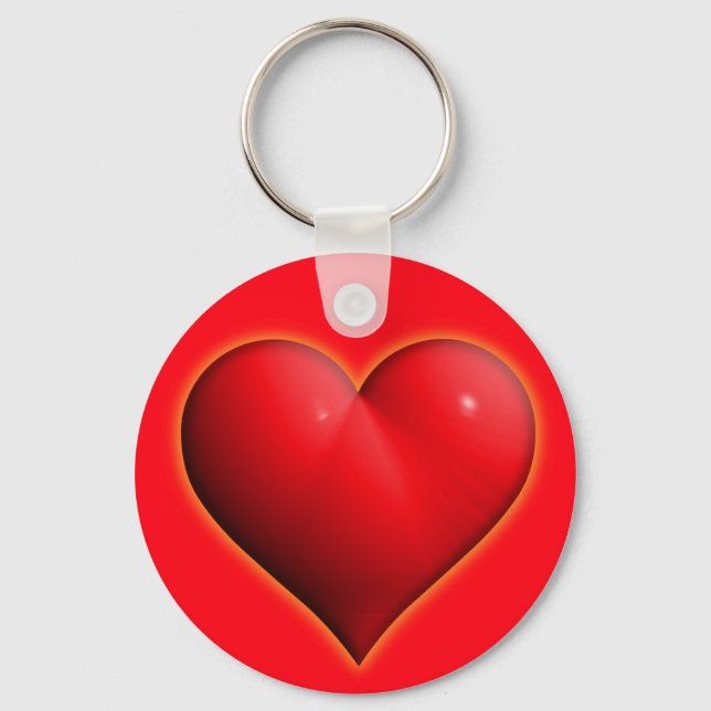 Glowing Red 3-D Heart Keychain (Front)