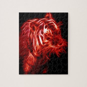 Glowing Red And Black Tiger Beautiful Jigsaw Puzzle by CustomizedCreationz at Zazzle