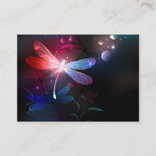 Glowing red dragonfly appointment card