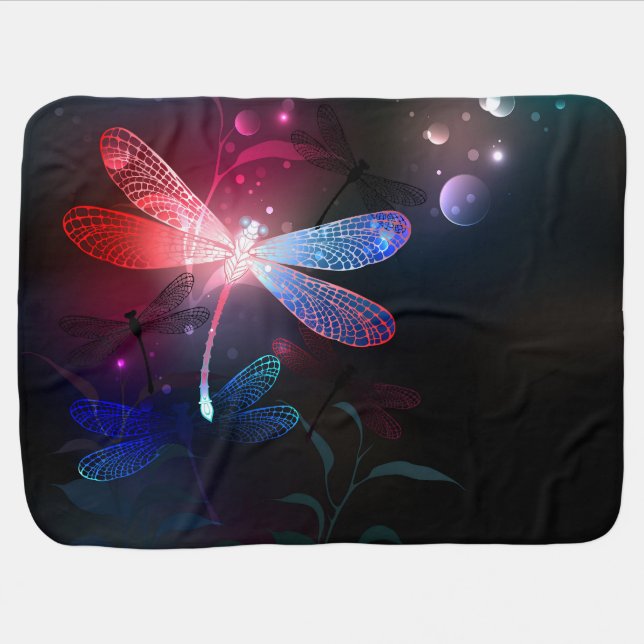 Glowing red dragonfly baby blanket (Horizontal)