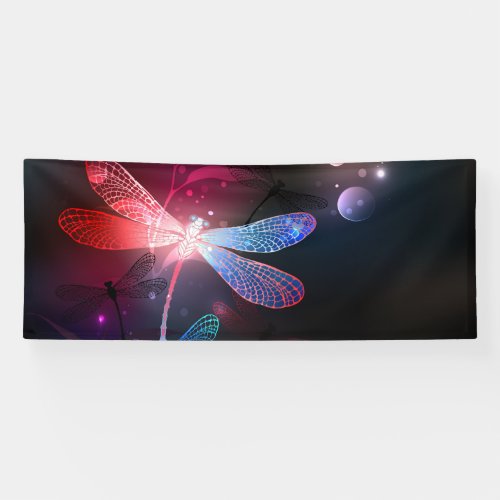 Glowing red dragonfly banner