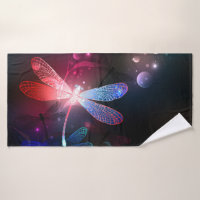 Glowing red dragonfly
