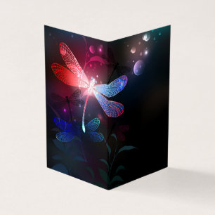 Glowing red dragonfly business card