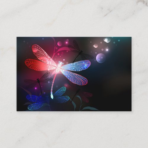 Glowing red dragonfly business card