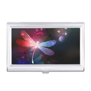Glowing red dragonfly business card case