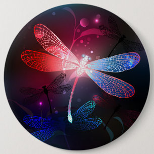 Glowing red dragonfly button