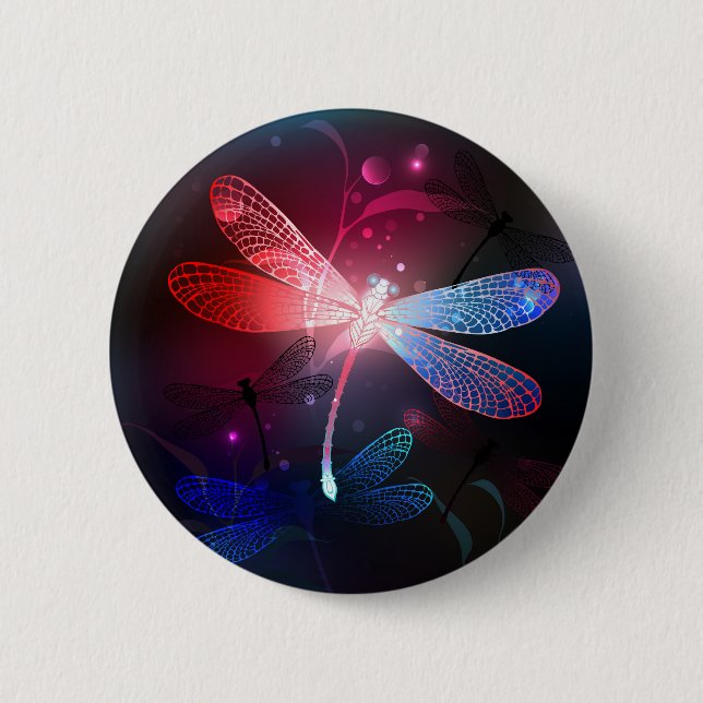 Glowing red dragonfly button (Front)