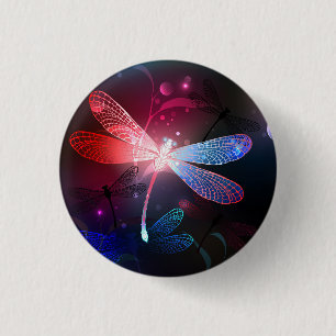 Glowing red dragonfly button