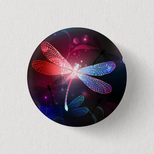 Glowing red dragonfly button (Front)