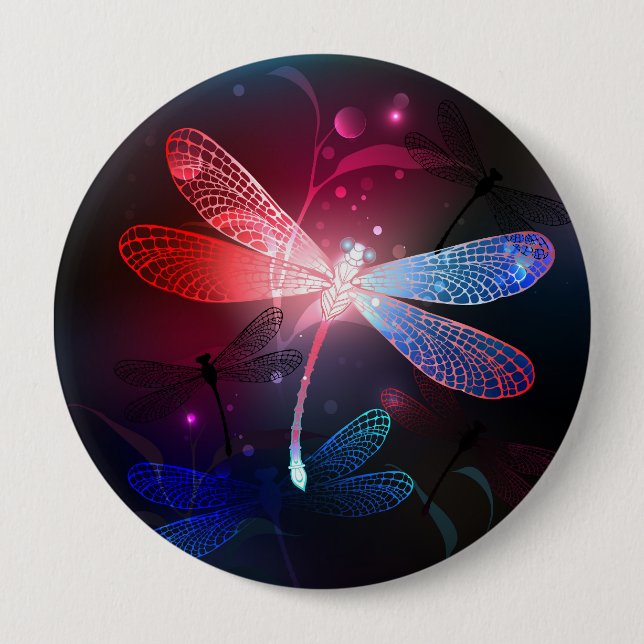 Glowing red dragonfly button (Front)