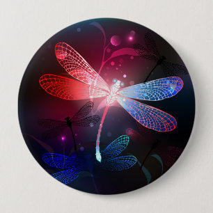 Glowing red dragonfly button