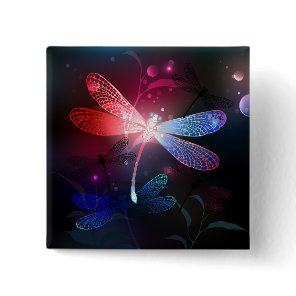 Glowing red dragonfly button