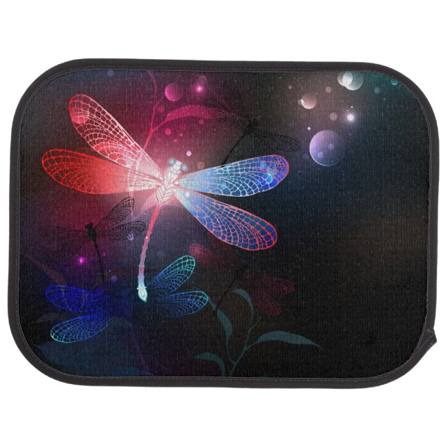 Glowing red dragonfly car floor mat (Rear)
