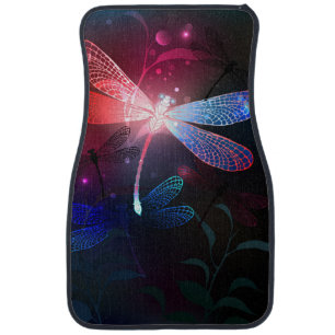 Glowing red dragonfly car floor mat