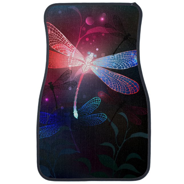 Glowing red dragonfly car floor mat (Front)