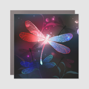 Glowing red dragonfly car magnet