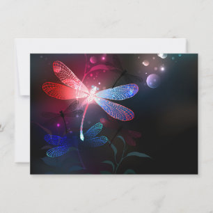 Glowing red dragonfly card