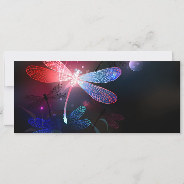 Glowing red dragonfly card (Front)