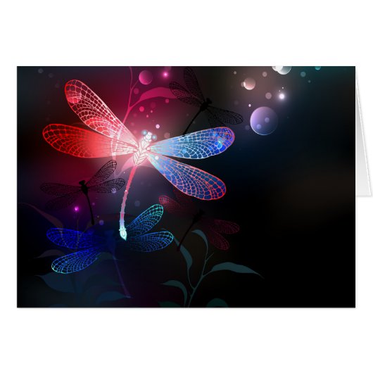 Glowing red dragonfly cards (Front Horizontal)