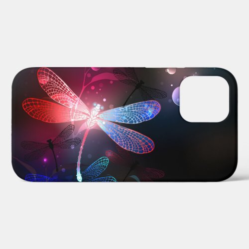 Glowing red dragonfly iPhone 12 pro case