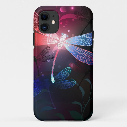Glowing red dragonfly iPhone 11 case