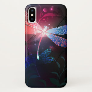 Glowing red dragonfly iPhone x case