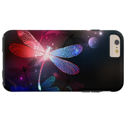 Glowing red dragonfly tough iPhone 6 plus case