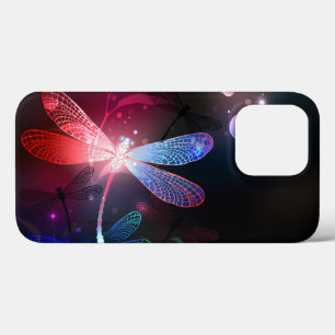 Glowing red dragonfly iPhone 13 pro case