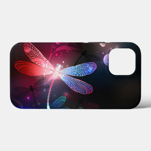 Glowing red dragonfly iPhone 13 mini case