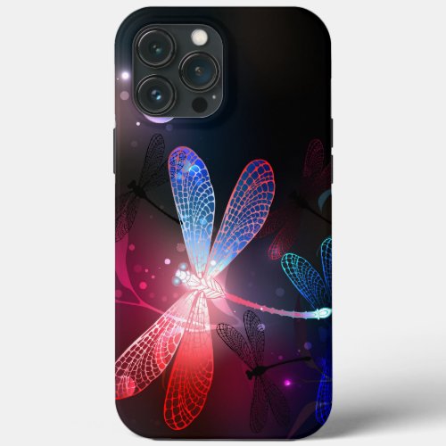 Glowing red dragonfly iPhone 13 pro max case