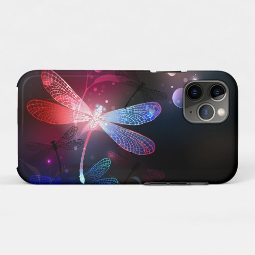 Glowing red dragonfly iPhone 11 pro case