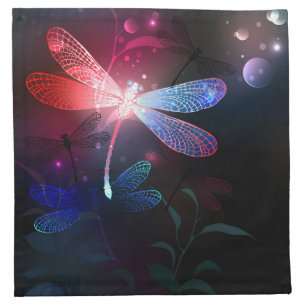 Glowing red dragonfly cloth napkin
