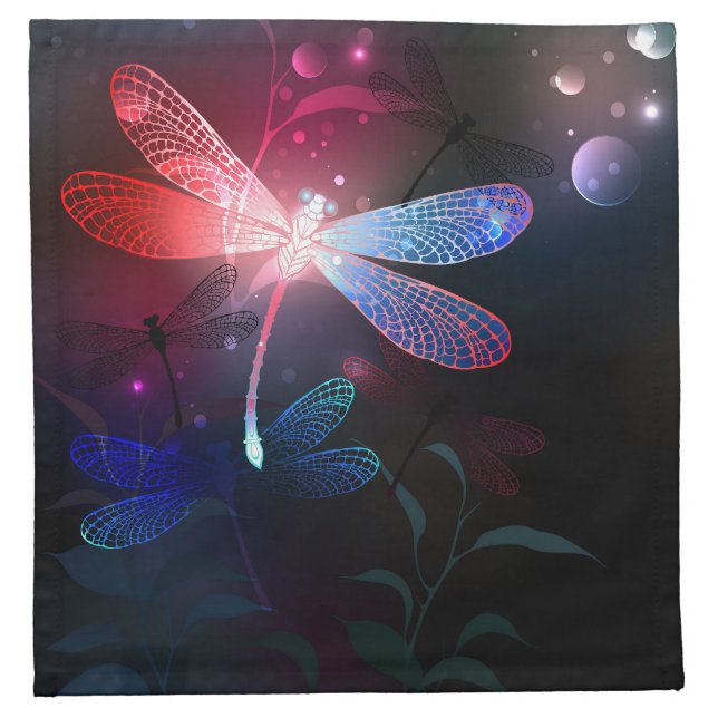Glowing red dragonfly cloth napkin (Front)