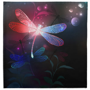 Glowing red dragonfly cloth napkin