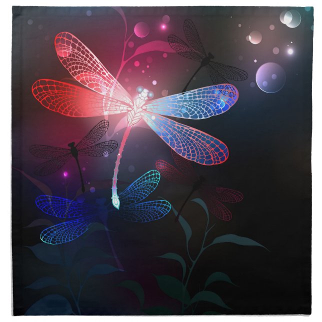 Glowing red dragonfly cloth napkin (Front)