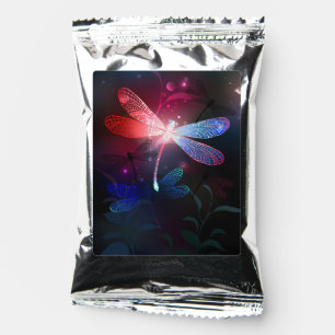 Glowing red dragonfly coffee drink mix