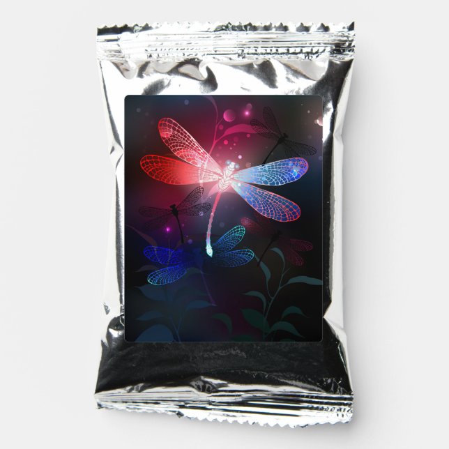Glowing red dragonfly coffee drink mix (Front)