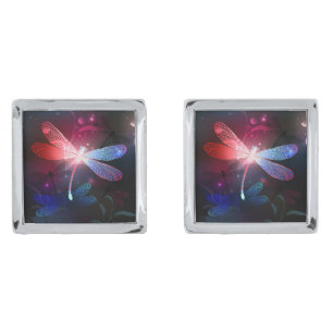Glowing red dragonfly cufflinks
