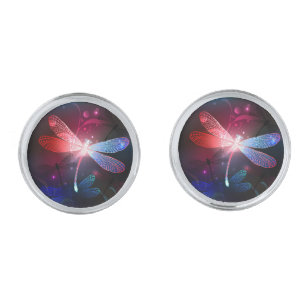 Glowing red dragonfly cufflinks
