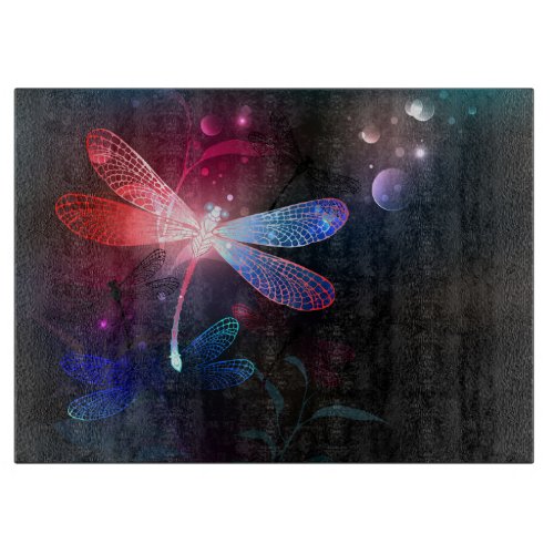 Glowing red dragonfly cutting board