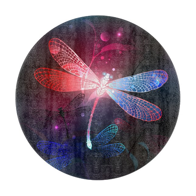 Glowing red dragonfly cutting board (Front)
