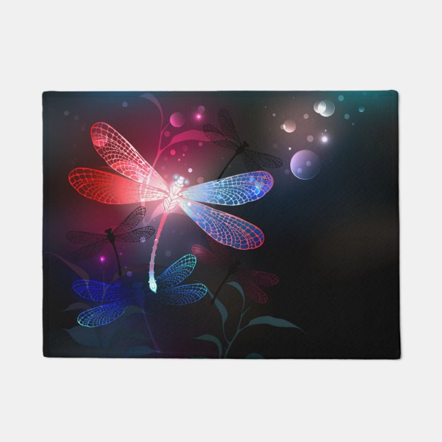 Glowing red dragonfly doormat (Front)