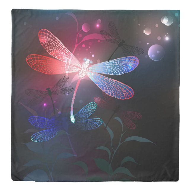 Glowing red dragonfly duvet cover (Front)