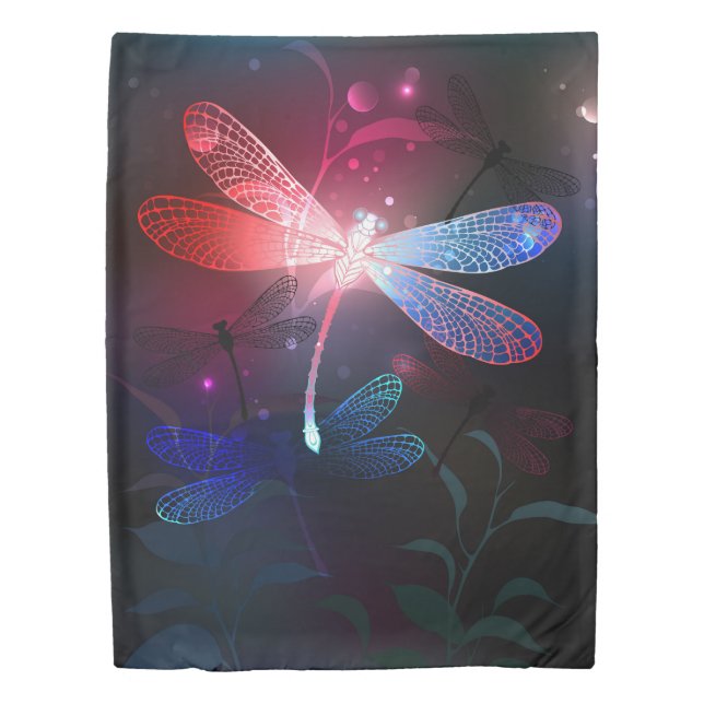 Glowing red dragonfly duvet cover (Front)