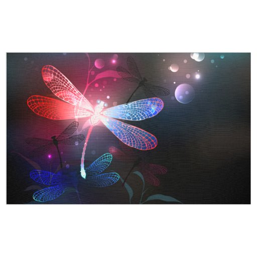 Glowing red dragonfly fabric