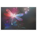 Glowing red dragonfly fabric