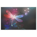 Glowing red dragonfly fabric