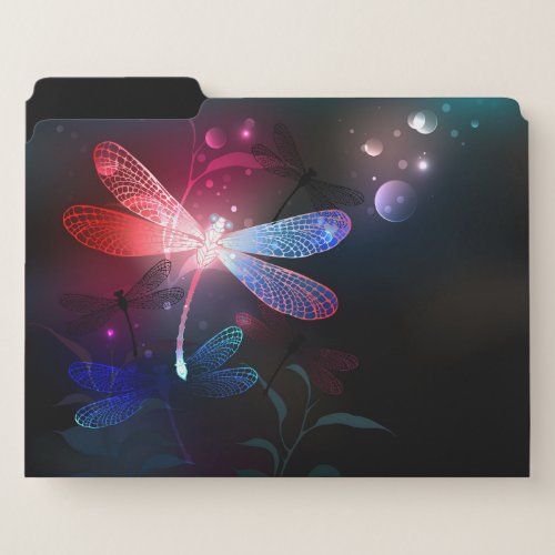 Glowing red dragonfly file folder