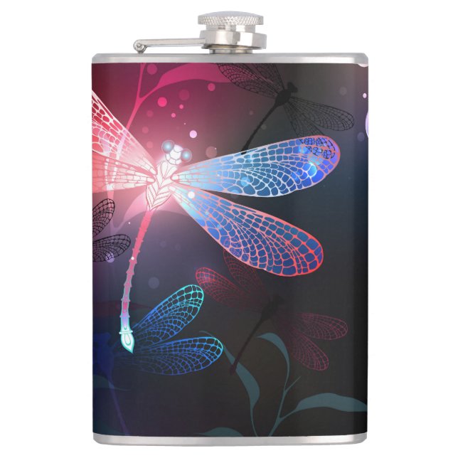 Glowing red dragonfly flask (Front)